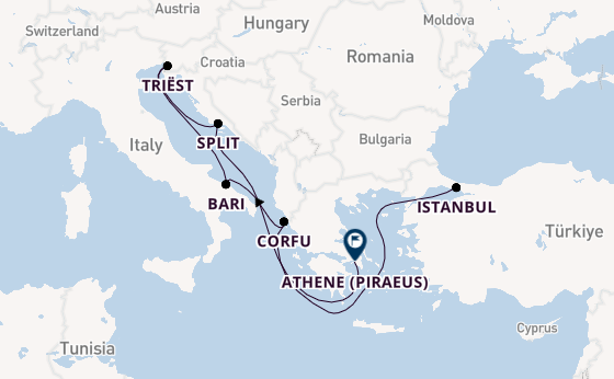 Middellandse Zee vanaf Istanbul, Turkije met de MSC Seaview