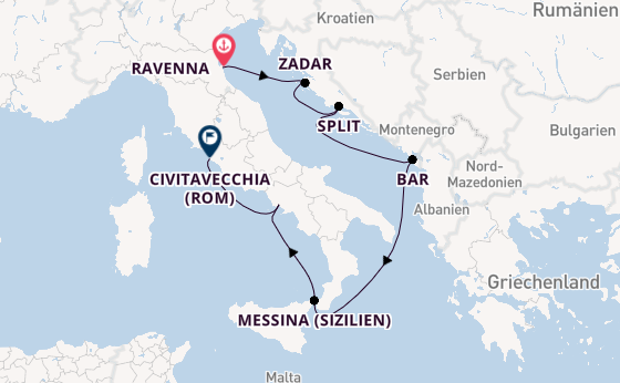 Mittelmeer ab Ravenna, Italien auf der Explorer of the Seas