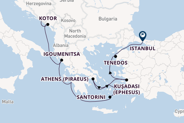 Eastern Mediterranean from Dubrovnik, Croatia with the Regatta