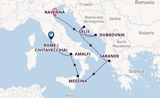 Mediterranean from Ravenna, Italy with the Brilliance of the Seas