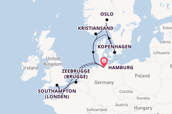 15daagse cruise met de AIDAnova vanuit Hamburg