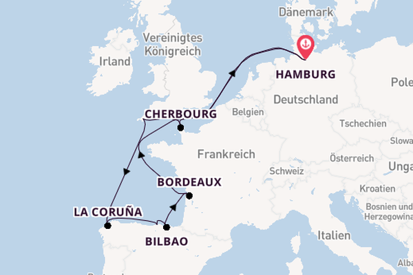 England ab Hamburg auf AIDAsol
