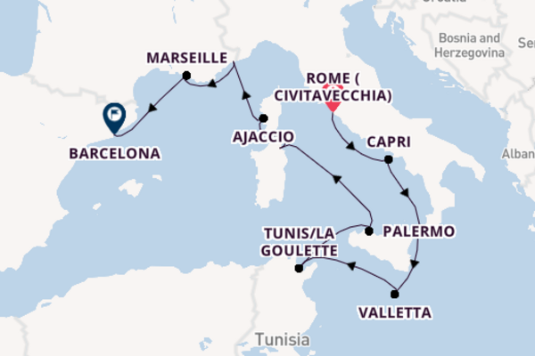 11 day cruise on board the Marina from Rome (Civitavecchia)