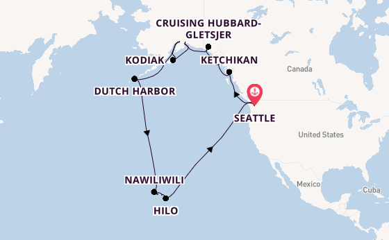 Alaska vanaf Seattle, Verenigde Staten met de Noordam