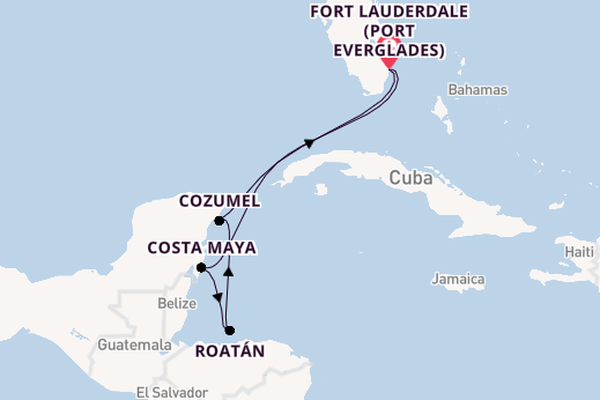 Western Caribbean from Fort Lauderdale (Port Everglades), Florida, USA with the Majestic Princess