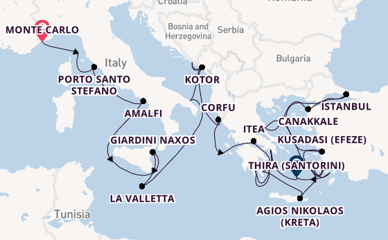 Middellandse Zee vanaf Monte Carlo, Monaco met de Seabourn Ovation