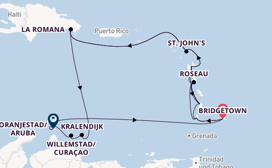 Südliche Karibik ab Bridgetown, Barbados auf AIDAperla