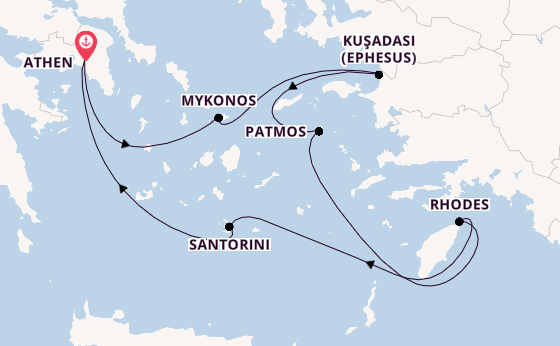 Eastern Mediterranean from Athen, Greece with the Celestyal Discovery