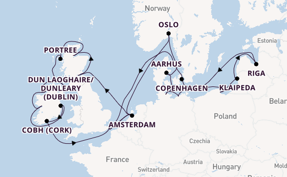 British Isles from London (Dover), England, United Kingdom with the Nieuw Statendam