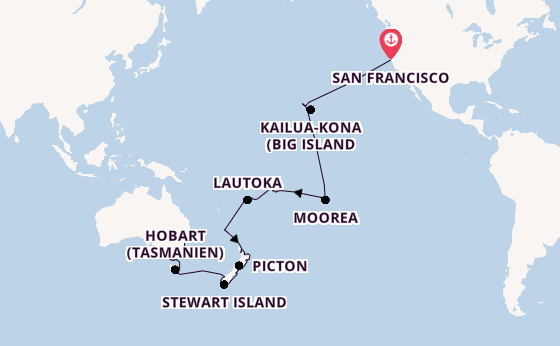 Transpazifik ab San Francisco, USA auf der Azamara Quest