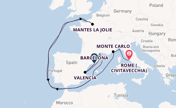 Western Mediterranean from Rome (Civitavecchia), Italy with the Seabourn Ovation 