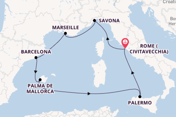 Western Mediterranean From Rome with the Costa Toscana