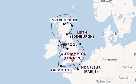 Verenigd Koninkrijk vanaf Southampton (Londen), Engeland met de Silver Spirit