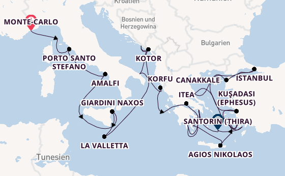 Mittelmeer ab Monte-Carlo, Monaco auf der Seabourn Ovation