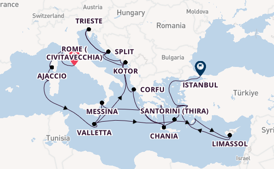 Mediterranean from Rome (Civitavecchia), Italy with the Enchanted Princess