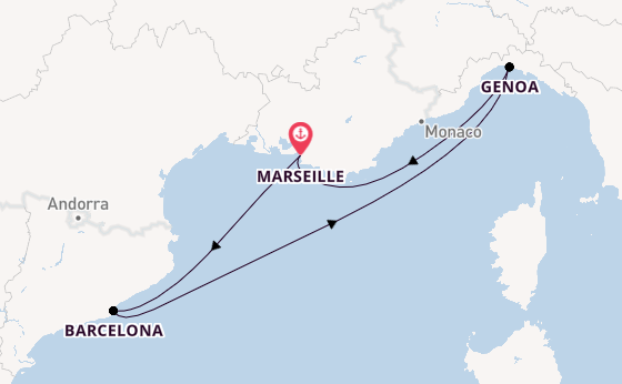 Western Mediterranean from Marseille, France with the MSC Splendida
