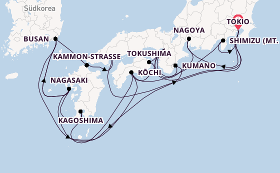 Japan ab Tokio, Japan auf der Diamond Princess