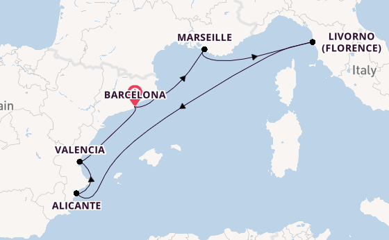 Western Mediterranean from Barcelona, Spain with the Seven Seas Voyager