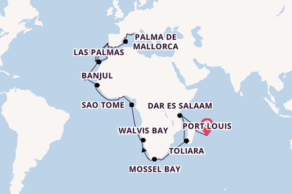 Africa from Port Louis, Mauritius with the Seven Seas Voyager
