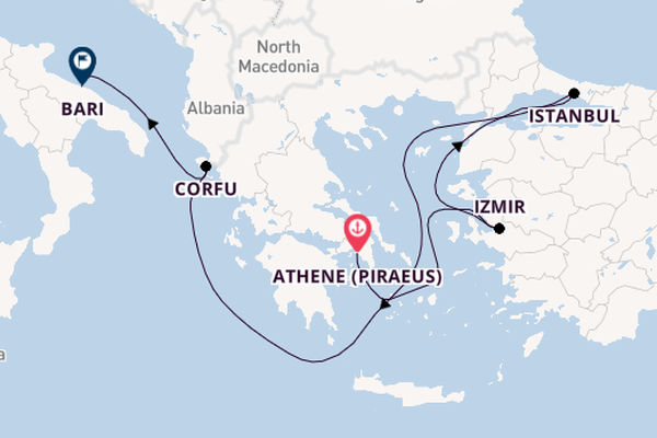 Middellandse Zee vanaf Athene (Piraeus), Griekenland met de MSC Orchestra