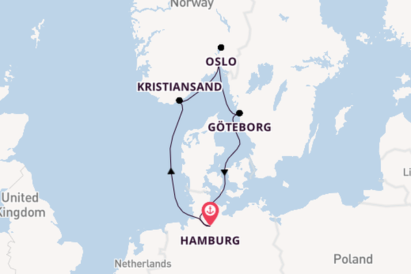 Noorwegen vanaf Hamburg, Duitsland met de Mein Schiff 4