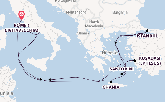 Mediterranean Sea from Australia with the Celebrity Ascent