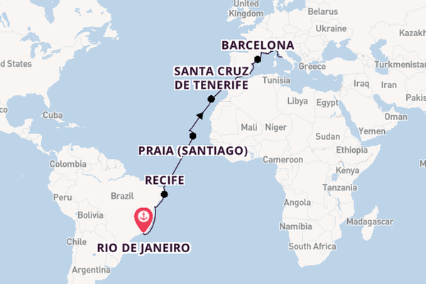 trans-Atlantisch vanaf Rio de Janeiro, Brazilië met de Sabourn Venture 