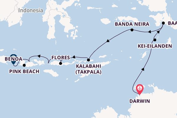 Indonesië vanaf Darwin, Australië met de Le Jacques Cartier