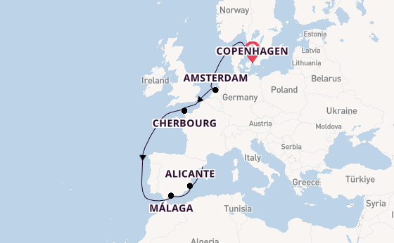 Western Mediterranean from Copenhagen, Denmark with the MSC Euribia