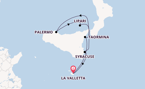 Westelijke Middellandse Zee vanaf La Valletta, Malta met de Le Dumont-d'Urville