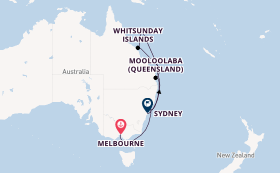 Australië vanaf Melbourne, Australië met de Silver Moon