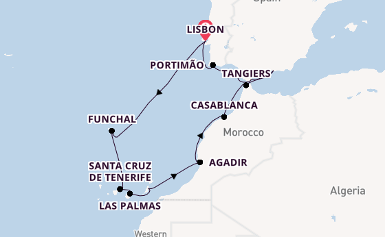 Canary Islands from Lisbon, Portugal with the Norwegian Star