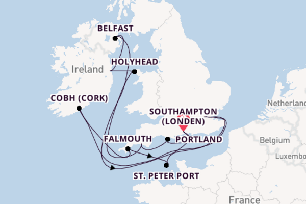 Verenigd Koninkrijk vanaf Southampton (Londen), Engeland met de Silver Dawn