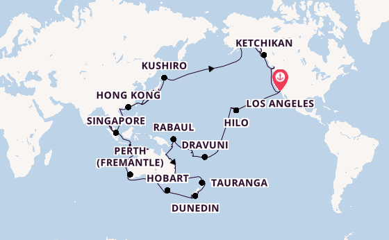 Transpacific from Los Angeles, California with the Coral Princess
