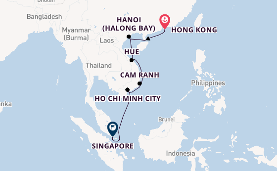 South East Asia from Hong Kong, China with the Riviera