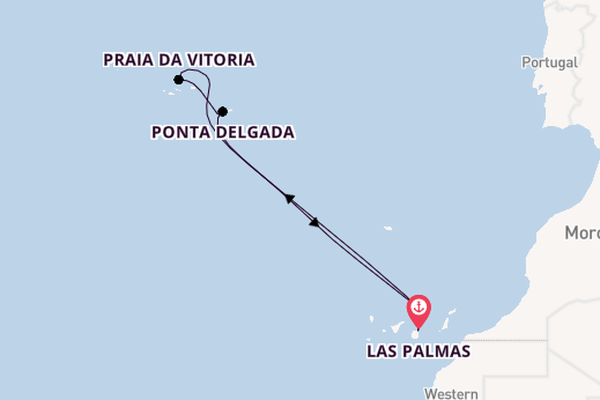 Canarische Eilanden vanaf Las Palmas, Gran Canaria, Spanje met de Mein Schiff 7