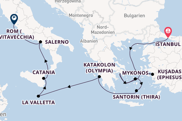 Mittelmeer ab Istanbul, Türkei auf der Norwegian Viva