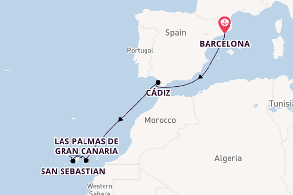 Canary Islands from Barcelona, Spain with the Costa Fortuna