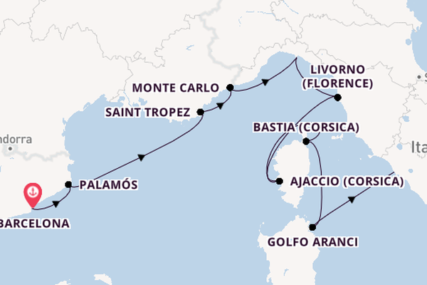 Westelijke Middellandse Zee vanaf Barcelona, Spanje met de Seven Seas Mariner