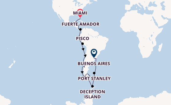 South America from Miami, Florida, USA with the Azamara Quest