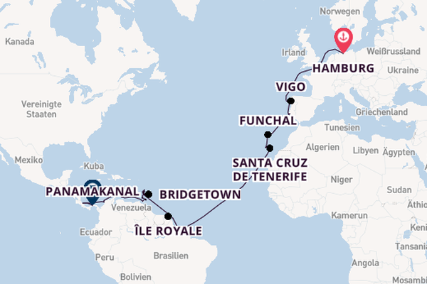 Transatlantik ab Hamburg auf der VASCO DA GAMA