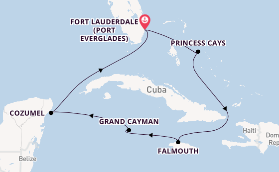 Caribbean from Fort Lauderdale (Port Everglades), Florida, USA with the Sky Princess 