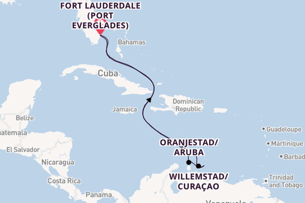 Southern Caribbean from Fort Lauderdale (Port Everglades), Florida, USA with the Regal Princess