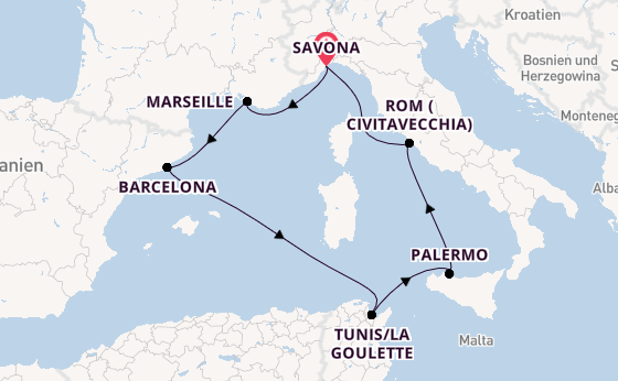 Westliches Mittelmeer ab Deutschland auf der Costa Toscana