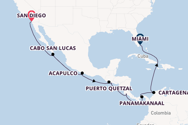 Midden-Amerika vanaf San Diego, Verenigde Staten met de Azamara Quest