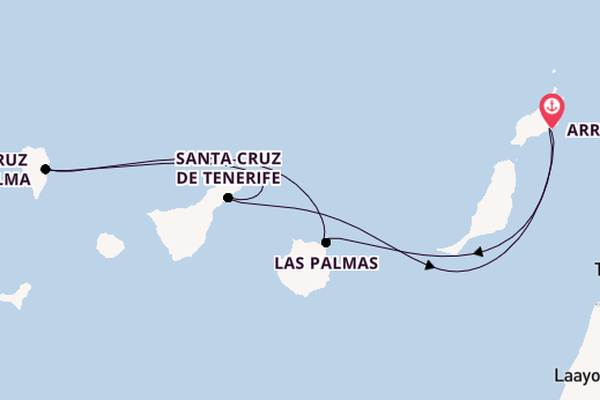 Canary Islands from Arrecife, Lanzarote, Spain with the MSC Fantasia