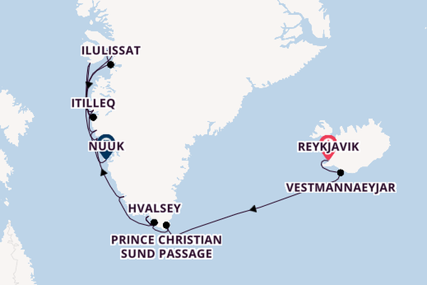 Arktis ab Reykjavik, Island auf der Silver Wind
