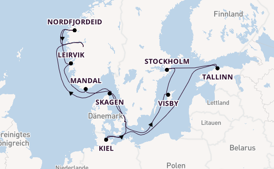 Norwegen ab Kopenhagen, Dänemark auf der Explora V
