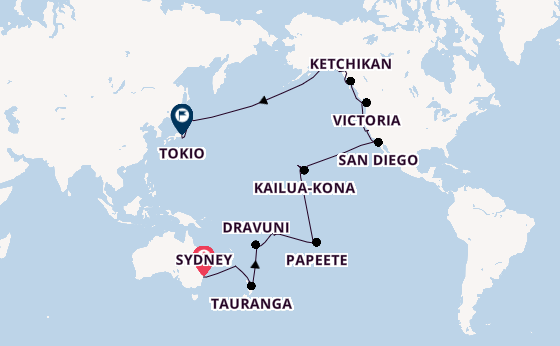 Transpacifisch vanaf Sydney, Australië met de Grand Princess