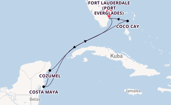 Karibik ab Fort Lauderdale (Port Everglades), USA auf der Legend of the Seas